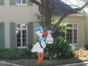 Lawn Stork Sign Baby Birth Announcement <br/> Germantown, MD<br/> Flying Storks<br/> (301) 606-3091
