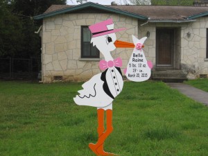 Pink Stork Sign Flying Storks Monrovia, MD (301) 606-3091