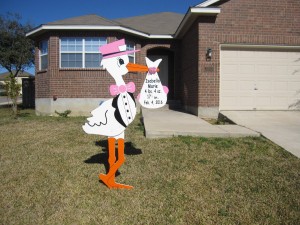 Pink Stork Announcement<br/> Flying Storks<br/> Villages of Urbana<br/> Frederick, MD<br/> (301) 606-3091