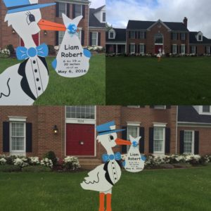 Frederick Maryland Stork Signs Welcome Home Baby Flying Storks (301) 606-3091