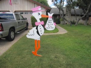 Montgomery County Stork Signs~Maryland Yard Stork Sign Rentals<br/> Flying Storks<br/> (301) 606-3091
