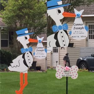 6 foot Stork Sign <br/> Flying Storks Lawn Sign Birth Announcement<br/> Maryland Flying Stork Yard Cards<br/> (301) 606-3091