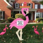 Charlestown Pink Flamingo yard sign rentals Flying Storks (301) 606-3091